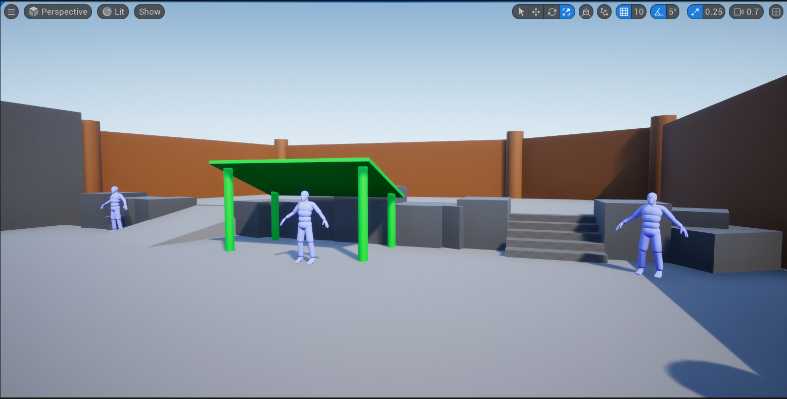 Initial blockout courtyard